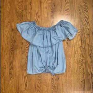 Express Blue Off The Shoulder Top